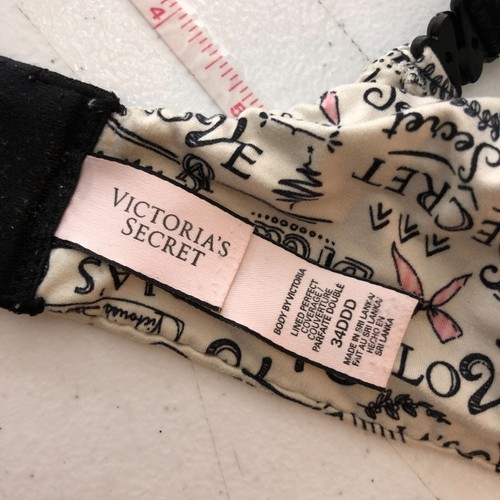 Victorias Secret Bra Body by Victoria Lined Perfect Coverage Logo White 34DDD - Picture 3 of 3