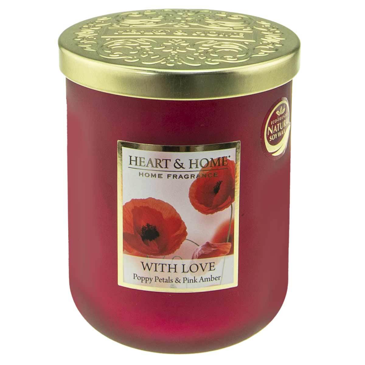 Grande Bougie Heart and Home Amour Longue Durée en Verre pour la Maison