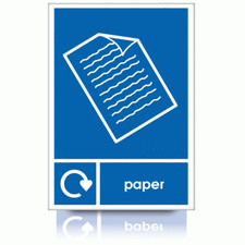 Recycle Paper Sign in Blue - WRAP Compliant Signs