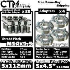 4x 1.25" Thick 5x112 to 5x4.5 (5x115) Wheel Spacer Adapter Fit Volkswagen & EU