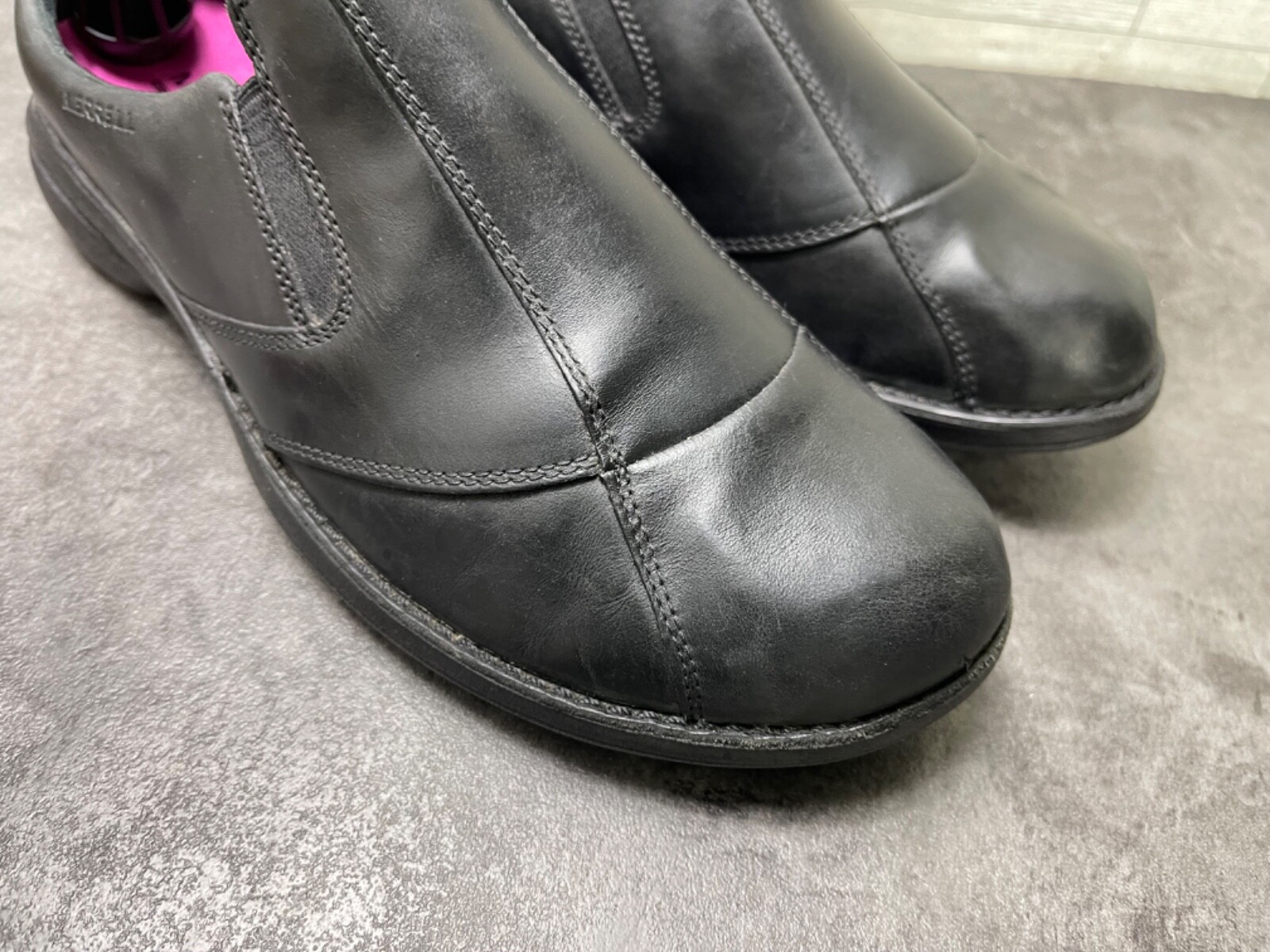 Zoccoli Merrell Mules donna 9 5 m scarpe ammortizzate ad aria pelle nera antiscivolo comode