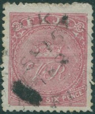 Fiji 1878 SG38 6d rose Crown and VR p12&frac12; FU