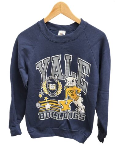 Vintage 90s YALE University Bulldogs 1989 Fruit Of The Loom Crewneck Sweatshirt - Picture 1 of 5