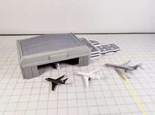 AIRPORT FBO Business Jet Terminal + Hangar Aircraft Building Diorama 1:400 Scale