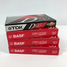 Lot NOS 1-TDK D90 High Output 3-BASF Ferro Extra I Blank Audio Cassette Tapes