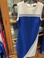 Tommy Hilfiger Women's Sleeveless Blue And White Sheath Dress 2