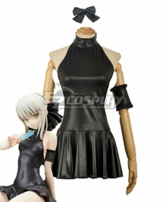 Fate Stay Night Saber Alter's Swimsuit Set Girls Black Dress Party Cosplay Costu