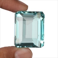 Large 65 Ct. Blue Aquamarine Emerald Faceted Cut Loose Gemstone Lab-Created