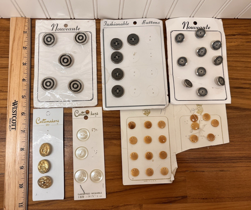 Vintage Antique Buttons on Original Cards Lot Assorted - Picture 2 of 5