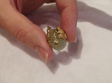 Empire 18K Gold Diamond Frog Water Lily Lotus Flower Leaves Egg Charm Pendant🐸