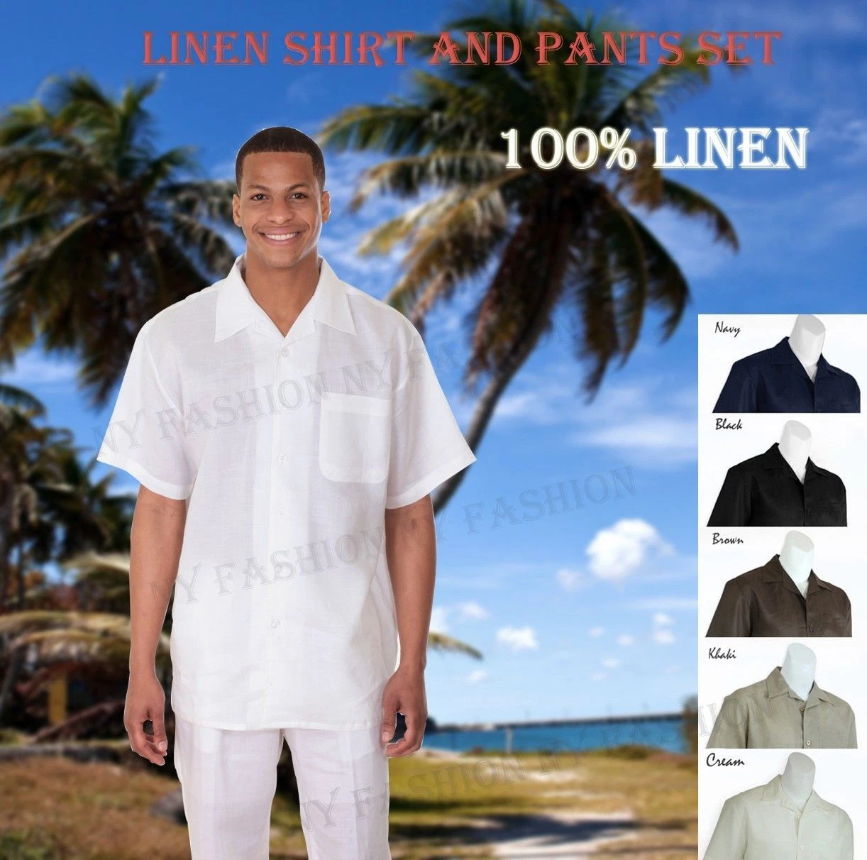 New Men's 2 PC Luxury 100% Linen Set Casual/ Walking Suit Set Summer M2806L
