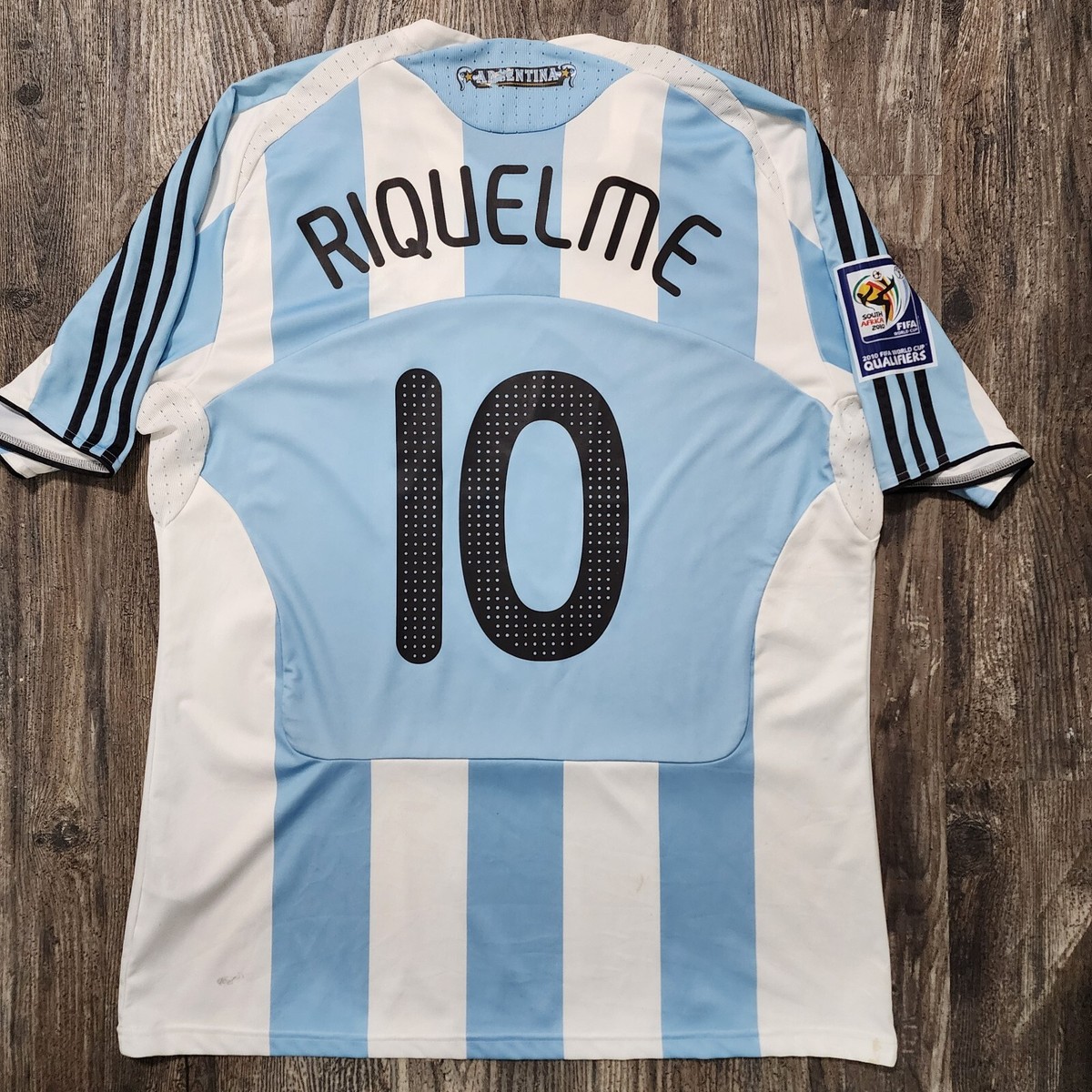 04/05 adidas アルゼンチン代表 8 RIQUELME ユニフォーム 2008 Adidas Argentina Home Soccer Jersey Roman Riquelme Men XL
