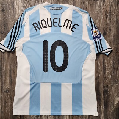 2008 Adidas Argentina Home Soccer Jersey Roman Riquelme Men XL