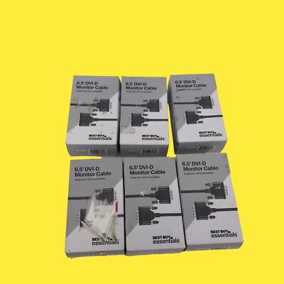 Lot of 6 Best Buy essentials 6.5' DVI-D Single Link Cable Black #3373 z41b9