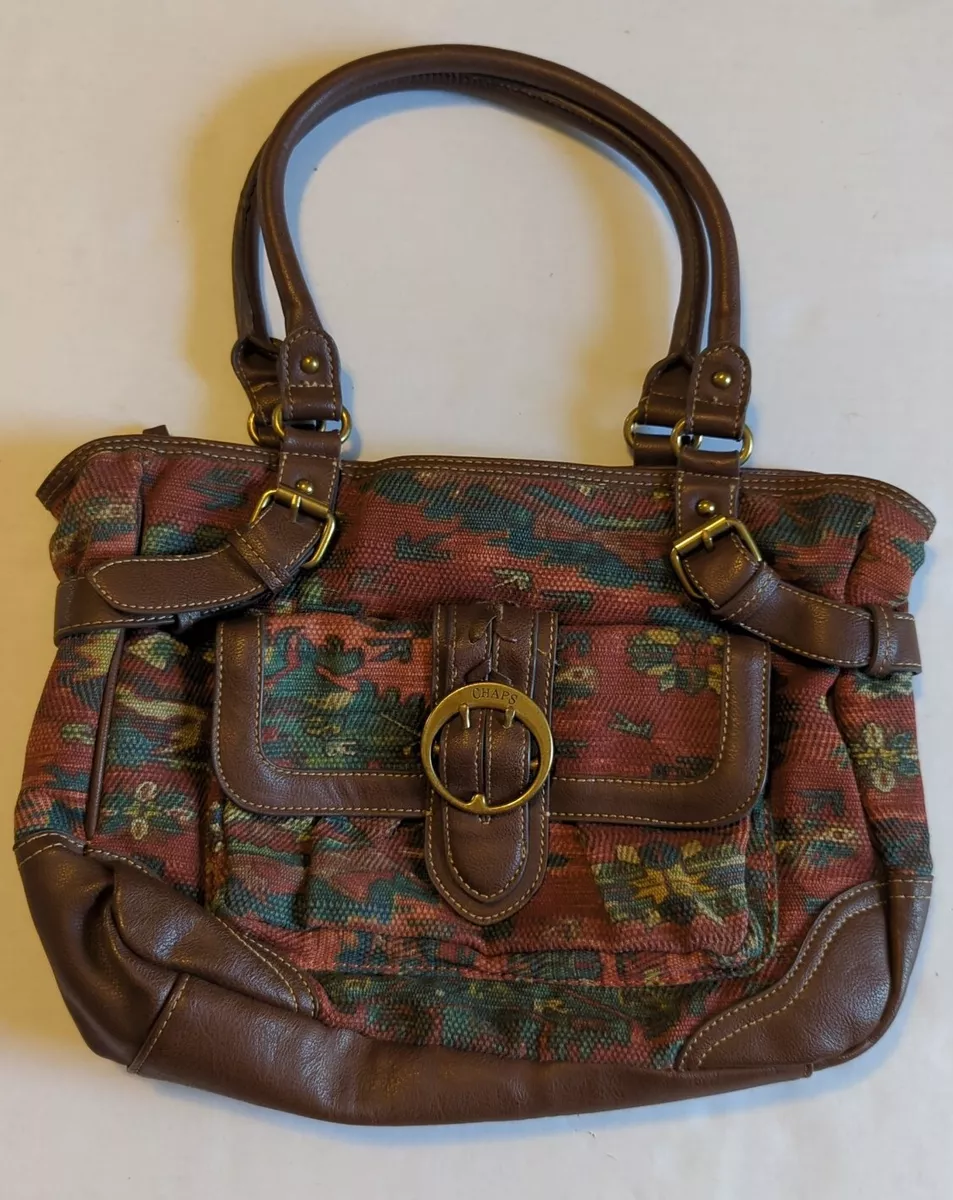 Vintage Chaps Ralph Lauren Southwestern Tapestry Handbag Purse Brown