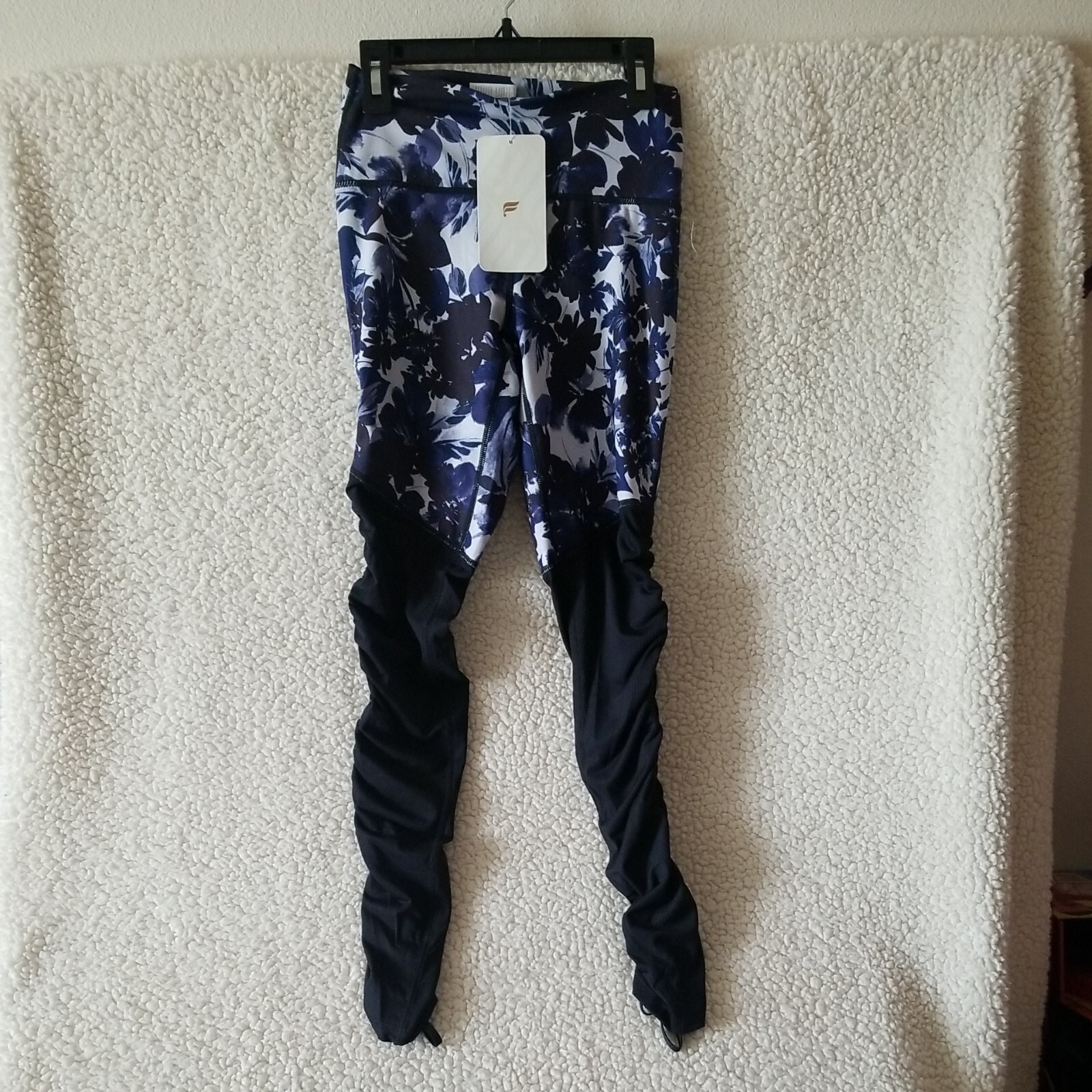 Fabletics Floral Blue Cashel Purelux Foldover Ruched Leggings XS NWT