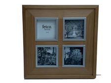 Fetco Home Decor Maple Silver Collage Wood Picture Frame Holds 4 3x3" Photos