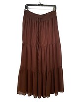 VTG Very Vollbrack L 90s Y2K Maxi Skirt Boho Retro Fairy Brown Goth Peasant