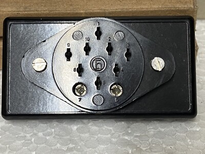 Vintage Kupplung / Buchse Hirschmann MEB 100S, 10-polig, mit Platte, NOS, 773038