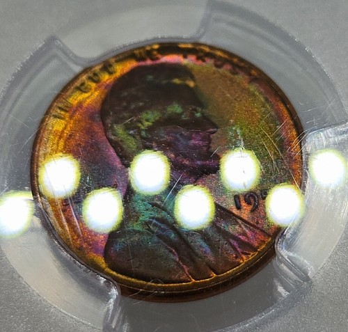 1956 Lincoln Wheat Cent PCGS MS66RB Monster Double Sided Rainbow Toned Coin - Picture 3 of 8