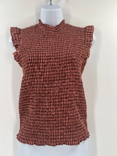 Maison Scotch & Soda Women Size Small Smocked Ruffle Sleeve Top
