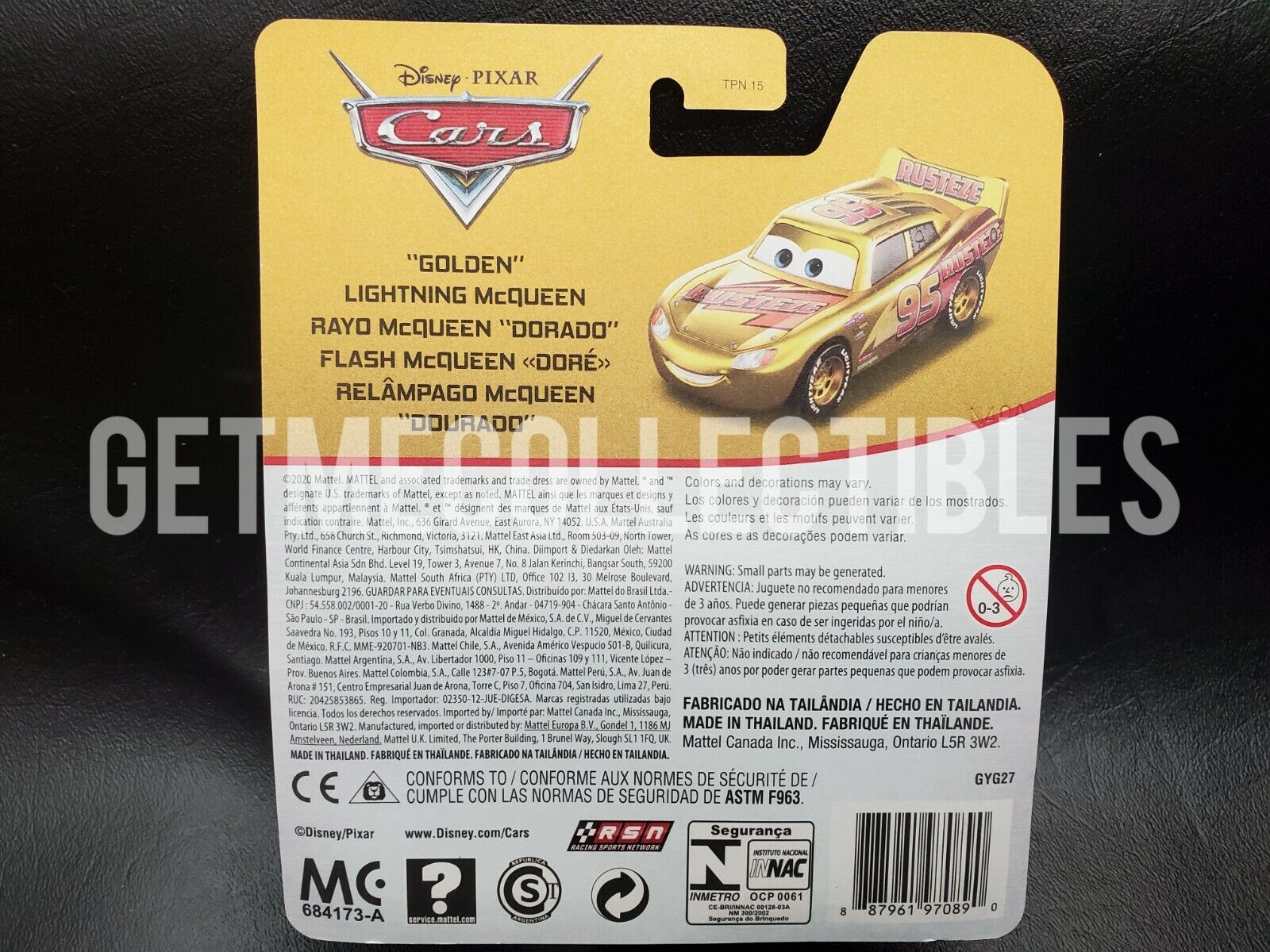 Disney Pixar The World of Cars Golden Lightning McQueen Golden Edition New  887961970890