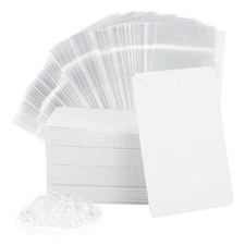 100Pcs Earring Cards with 100Pcs Self Adhesive Bags for Earrings Jewelry Display
