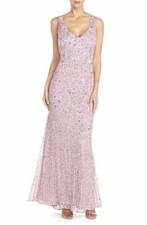 Adrianna Papell Sequin Mesh Gown SZ 10 Rose
