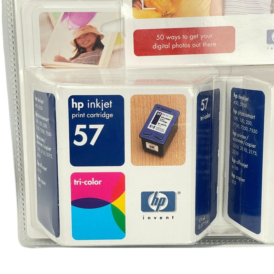 Vintage HP 57 Tri-Color Inkjet Print 2 Cartridges HP Printers Exp 2005 Sealed - Image 2 of 4