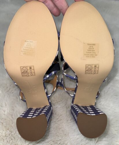 J. CREW Women’s Blue White Stella Gingham Bow Heels Size 9.5 - Picture 7 of 7