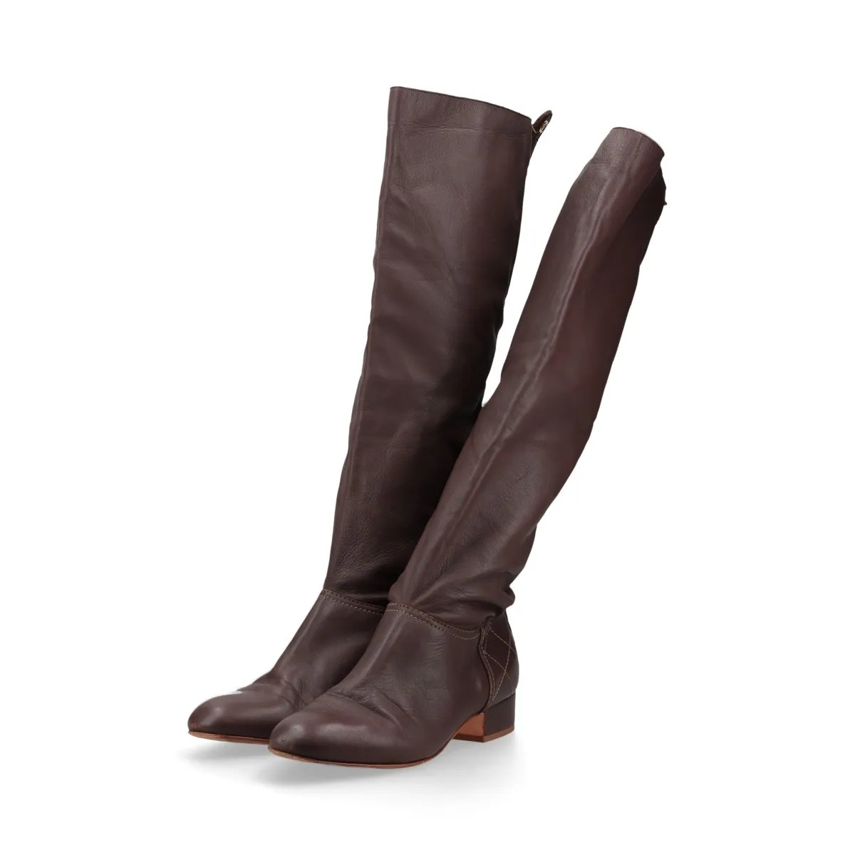 Chanel Coco Mark Matelasse Leather Long boots 37 1/2 Ladies' Brown thumbnail 5