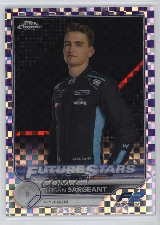 2022 Chrome Formula 1 Purple Checker Flag Refractor /199 Logan Sargeant #82 1b2a