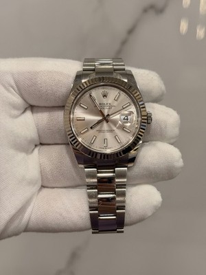 Rolex Datejust 126334 Silver and White Gold Oyster Bracelet With White Dial