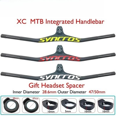  Carbon Fiber Integrated Handlebar for XC MTB Bicycle -17° 70/80/90mm Length 