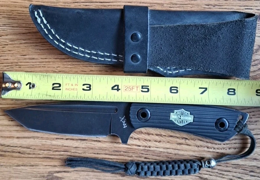 TecX Case Harley Davidson Fixed Blade Tanto Knife with Black Leather HD Sheath - Image 4 of 4