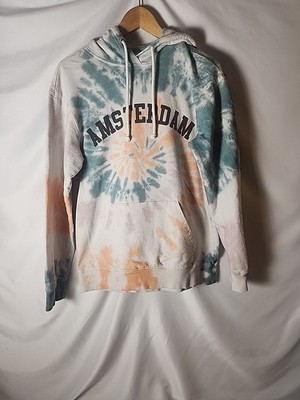 Original Use Tie Dye Graphic Amsterdam Cream Hoodie Sweater Unisex Size Small