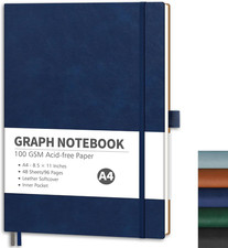 Graph Grid Paper Notebook, 96 Pages, A4 Large Size 8.5'' x 11'' , 5 Squares per