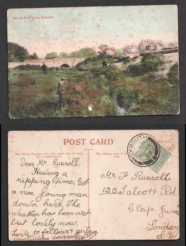 Exmouth Golf Links Devon Postcard. Posted 1909