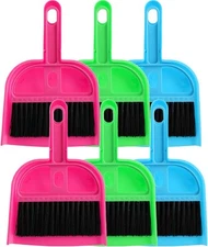 TOPZEA 6 Pack Mini Dust Pan and Brush Set, Pink, Blue, Multicolor, Green 