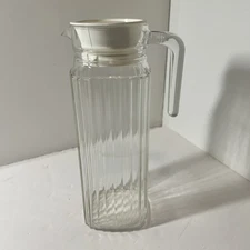 VTG Glass Refrigerator Pitcher Water Juice Mixed Drinks Jug W/ Lid