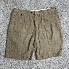 VTG Polo Ralph Lauren Shorts 35 Silk Linen Herringbone Old Money Gatsby Heritage