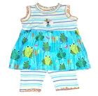 Girls vtg MIS-TEE-V-US frog shorts set 24M 2T cotton knit t shirt outfit top