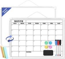 Monthly Whiteboard Calendar for Wall, Small 16" x 12" Dry Erase Board with Plast