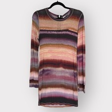 Young Fabulous & Broke Size M Ombre Stripes Long Sleeve Round Neck Bodycon Dress