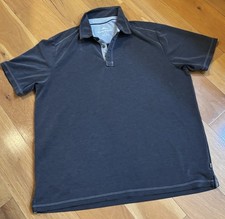 Tommy Bahama Men's Large Dark Gray Polo Shirt Short Sleeve Blue Marlin Logo