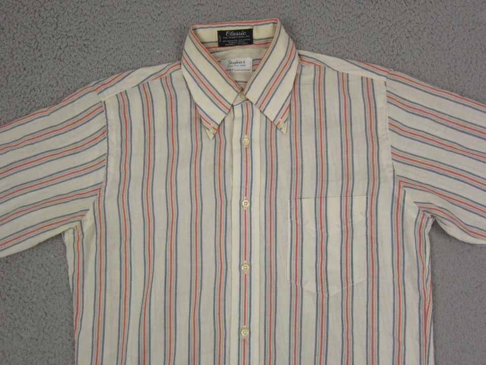 Vintage GANT Shirt Mens 15 Medium White Red Striped Disco Leisure 60s 70s USA - Image 2 of 4