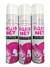AQUA NET Hairspray FRESH SCENT -  EXTRA SUPER HOLD 11oz ( 3 pack ) pink