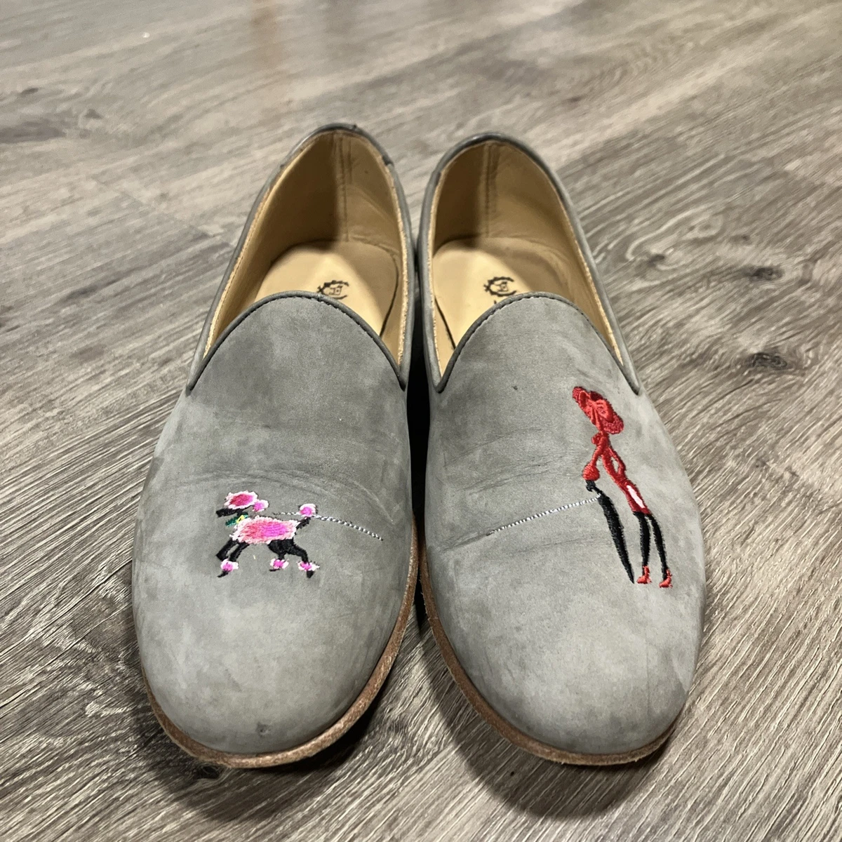 DEL TORO Italy Burgundy Leather Fruit Embroidered Velvet Loafers - Size 7 (Fits Women main image 4