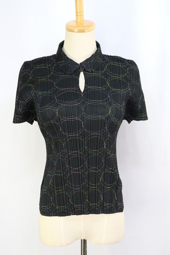 Pleats Please, Authentic PLEATS PLEASE Black Short Sleeve Top ISSEY MIYAKE 114 0529
