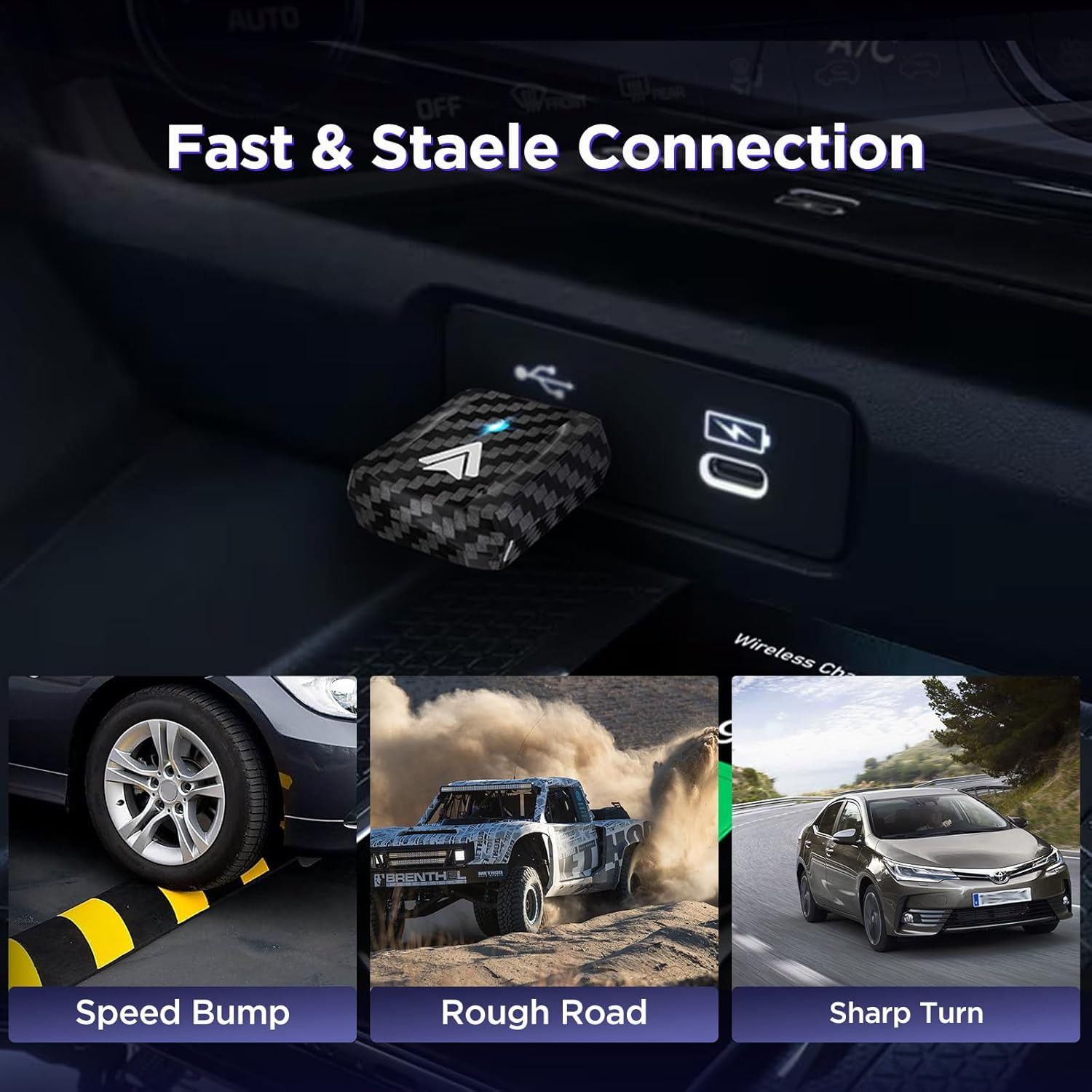 Adattatore Wireless Android Auto U2AC-L9 2026, Mini Dongle USB A/C per Android A - 4